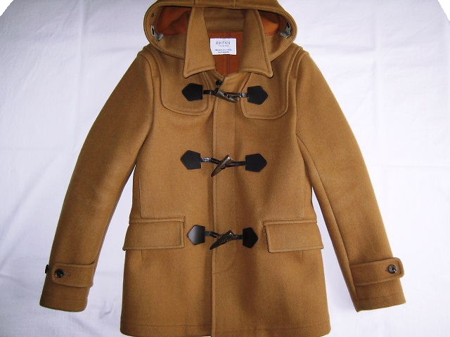 ★古着 EDIFICE エディフィス リバーメルトンダッフルブルゾン ショート丈 ダッフルコート 44 Sサイズぐらい キャメル フード脱着可能★拍卖