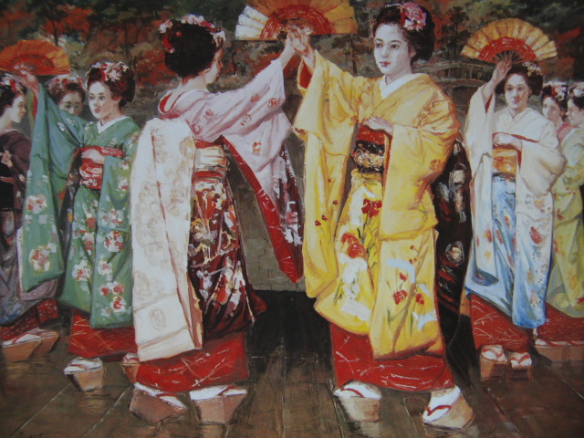 石川善一、【都をどり】、希少な画集画、新品高級額 額装付、状態良好、送料無料、絵画 人物画 舞妓拍卖