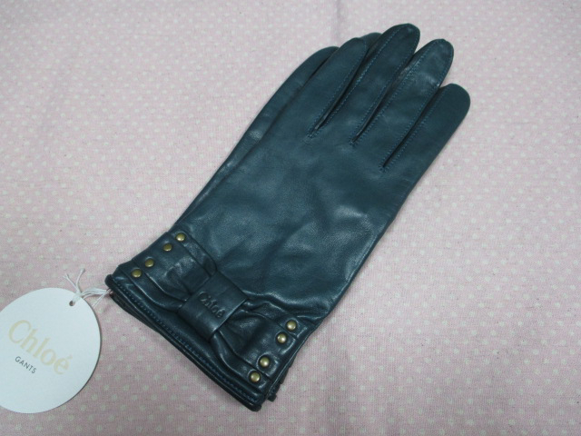 クロエ Chloe 革手袋 手袋 21cm リボン 拍卖
