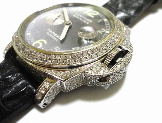 パネライ PANERAI ルミノール マリーナ44mm ベゼルラグ アフターダイヤ加工します カスタム Luminor Marina PAM00005 ラジオミブラックシ拍卖