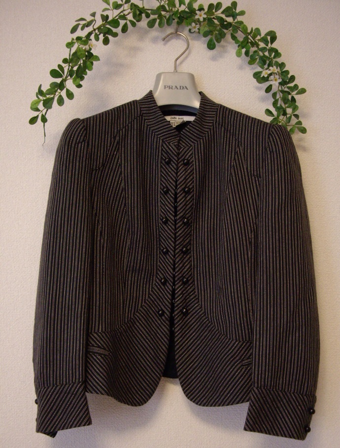 美品★ ZARA ザラ BASIC ★ デザイン ストライプ ジャケット ★ Mサイズ★黒×白拍卖