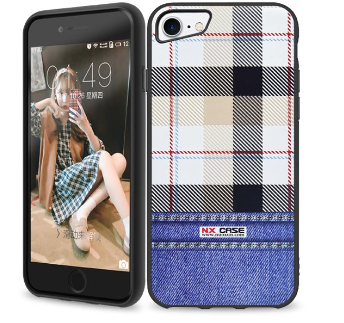 タータンチェック柄かわいいソフトスマホケース iphone8対応 スマホカバー グレー 品薄 入手困難拍卖