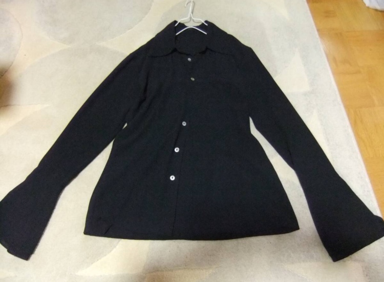 ※美品Emicoエミコ黒シフォンブラウAライン日本製拍卖