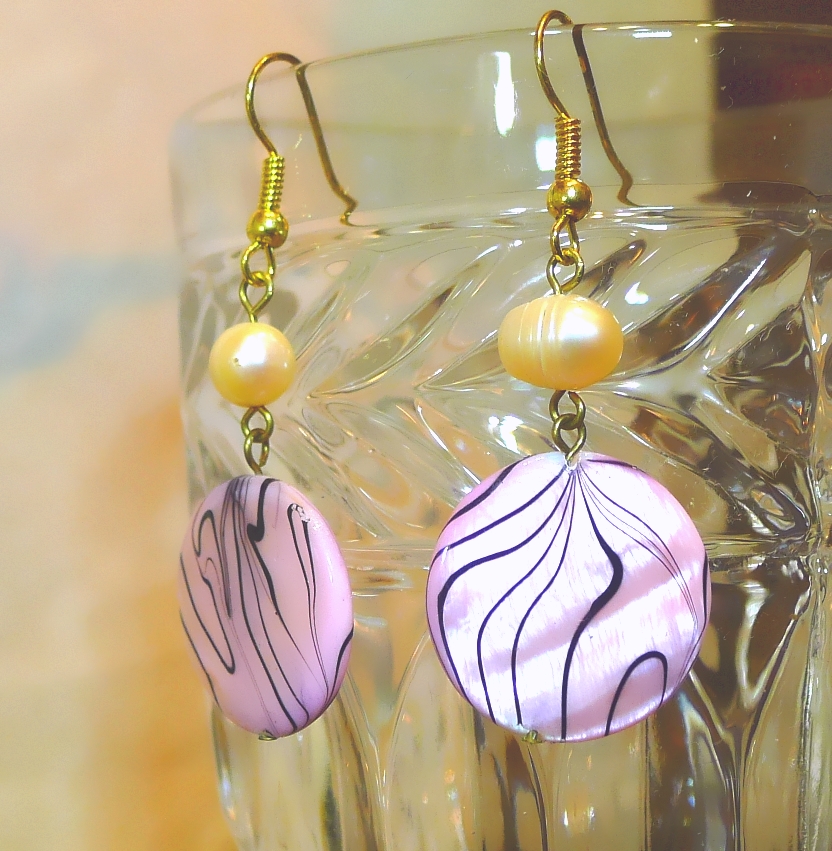 ピアス ハンドメイド 淡水パール マザーオブパール 送料無 〔SP031〕拍卖