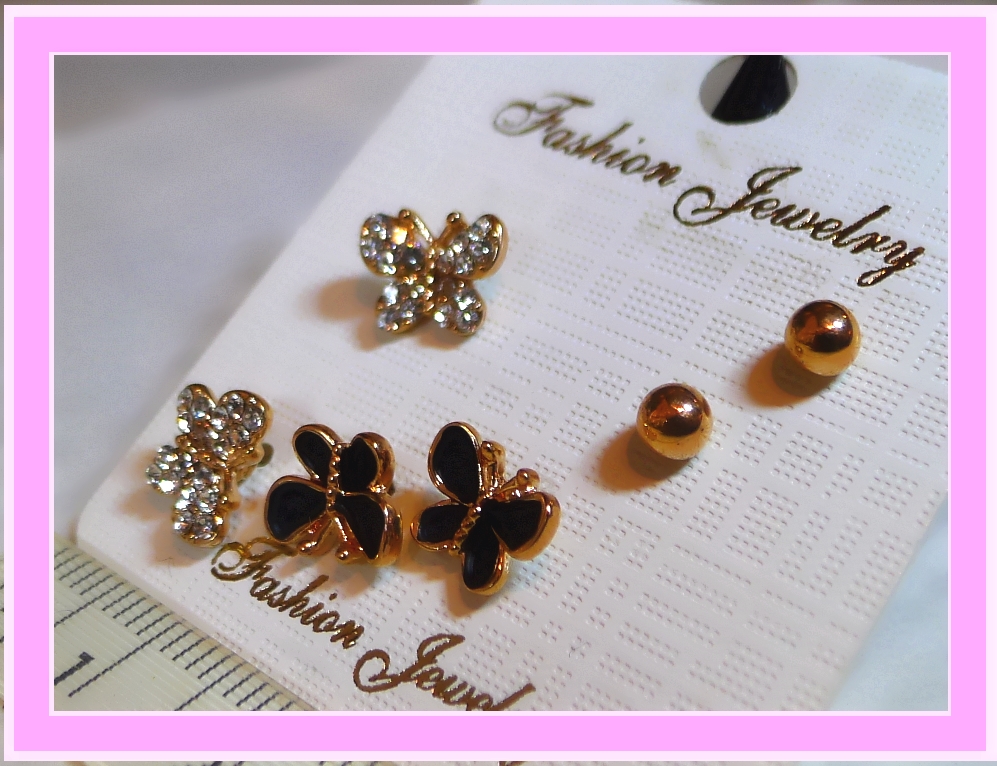 ピアス キラキラ 蝶 お得な3セット 送料無 〔TS346〕拍卖