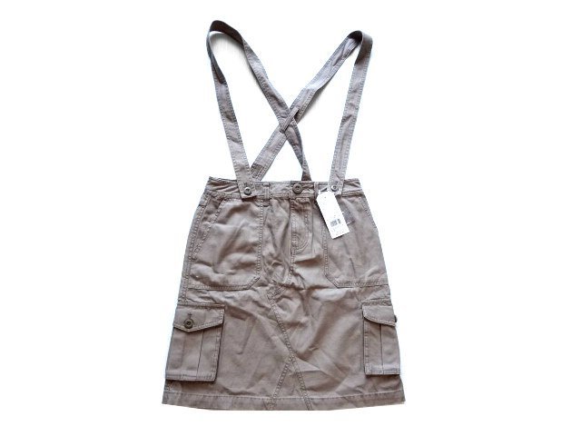 新品 定価4998円 ショコラフィネローブ カーゴ スカート ベージュ M 膝丈 chocol raffine robe サスぺ付き サスペンダー付き拍卖