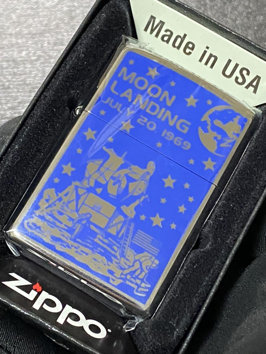 zippo MOON LANDING 前面加工 希少モデル 2018年製 シルバーインナー 2018年製 ケース 保証書付き拍卖