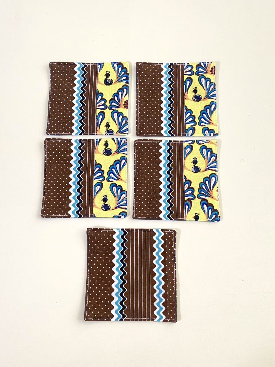 ハンドメイド★コースター クジャク 5枚セット(136)拍卖