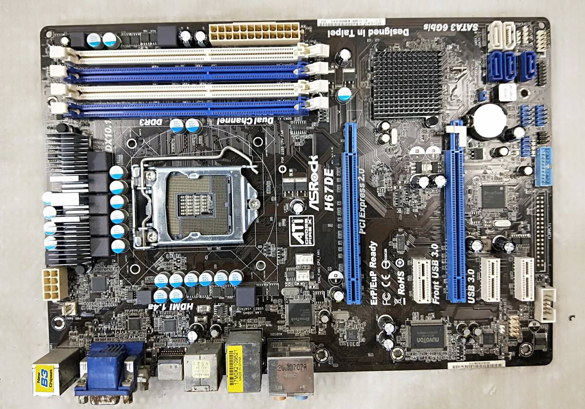 【中古パーツ】BIOS確認のみ、ASROCK H67DE マザーボード IOパネル LGA1155 ■MB2319拍卖
