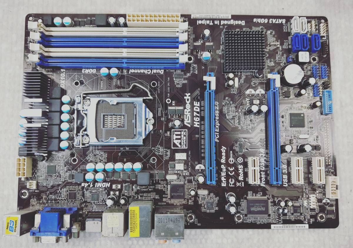 【中古パーツ】BIOS確認のみ、ASROCK H67DE マザーボード IOパネル LGA1155 ■MB2194拍卖