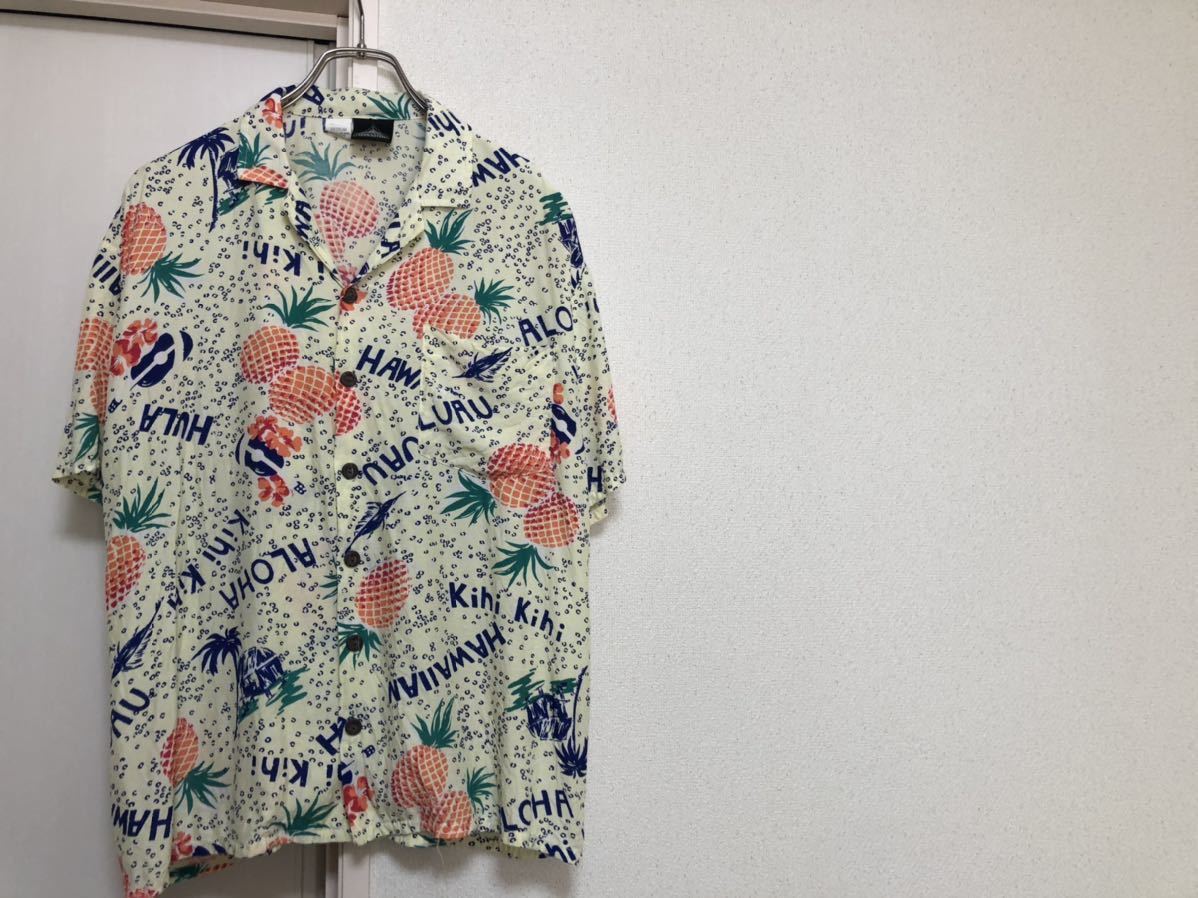 【送料込み】80sヴィンテージKennington ケニントン パイナップル柄アロハシャツsize M拍卖