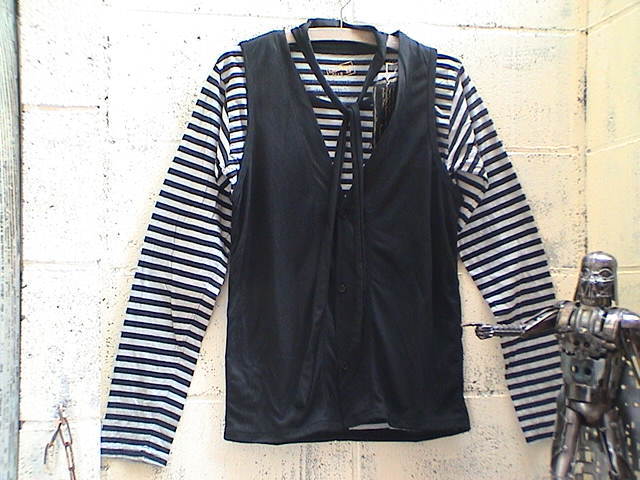 DIAMOND HEAD★ ベスト&マフラーボーダーL/STシャツ新L ltGY*BK拍卖