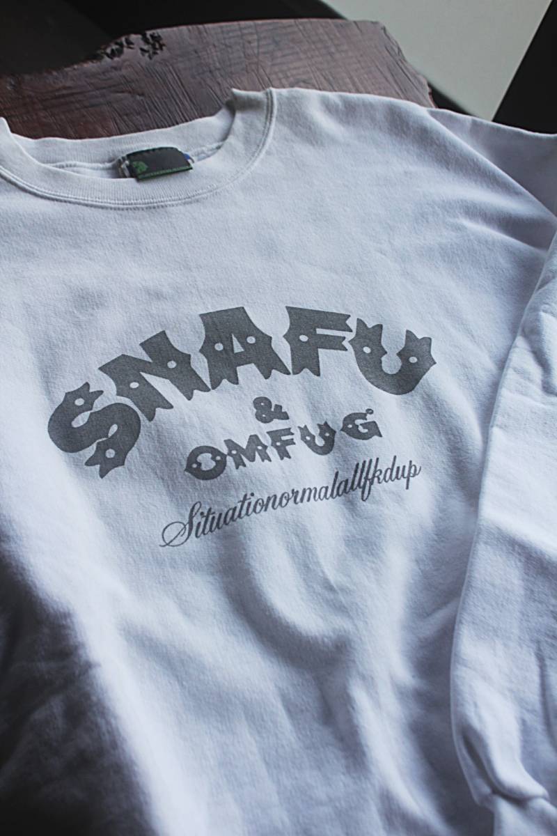 SNAFU(スナフー)★ スウェットシャツ新L~XL ホワイト★希少!CBGB 少々難拍卖