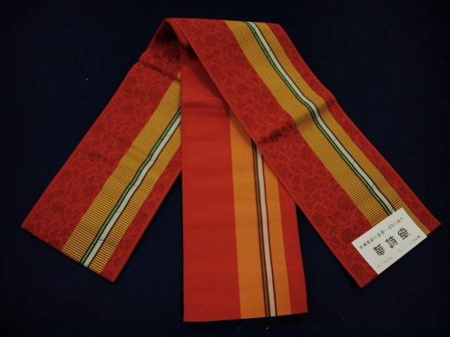 特選小袋帯 0562 本場筑前博多織 エンジ系 レターパック発送(代引き不可)拍卖
