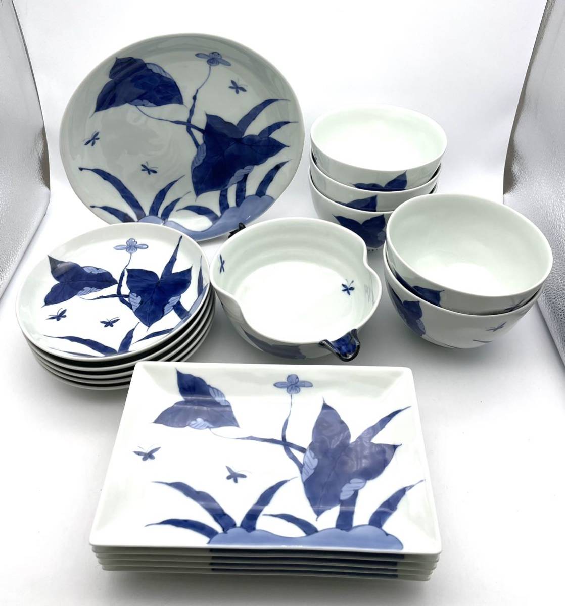 すべて未使用●有田焼 そうた窯 染付 和食器 17点セット拍卖