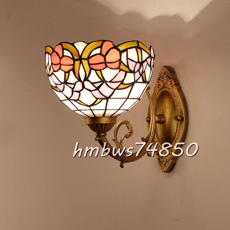 稀少品◆芸術品ウォールライト ステンドランプ ステンドグラス 花柄 ランプ レトロな雰囲気 ティファニー 壁掛け照明拍卖