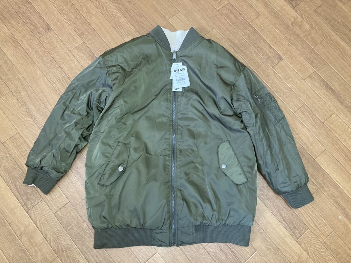 新品★ 裏ボアリバーシブルロングMA-1★F拍卖