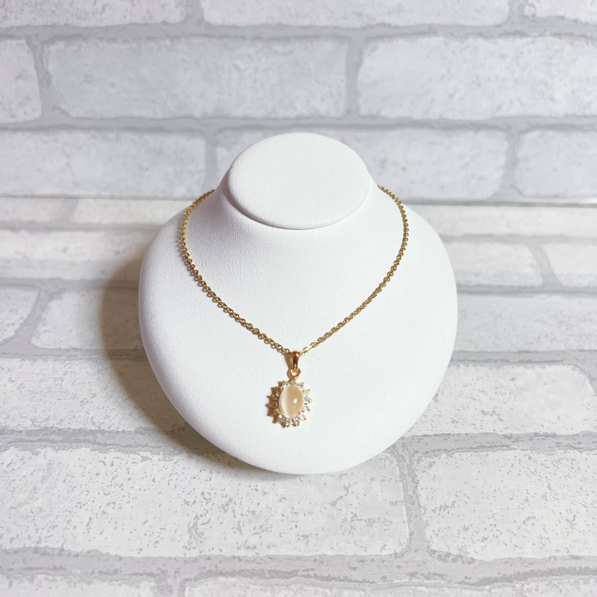 ネックレス gold ゴールド ホワイト石 白石 ジルコニア アンティーク ヴィンテージ EL-0183拍卖