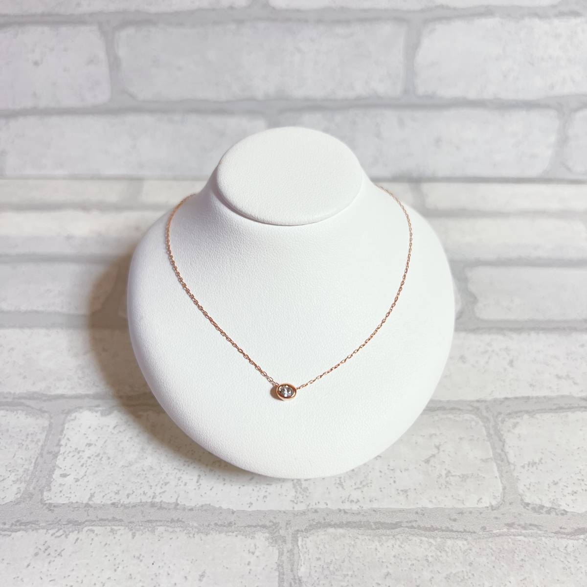 ネックレス gold ゴールド ジルコニア 1粒 ビジュー アンティーク ヴィンテージ EL-0184拍卖