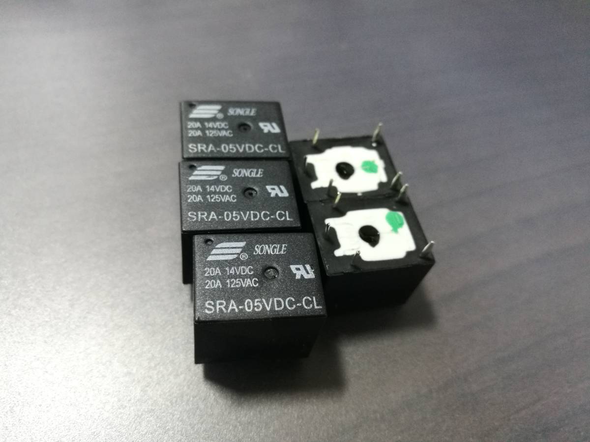 SRA-05VDC-CL 5V 20A 小型 パワー リレー 2接点 1回路 5個セット拍卖