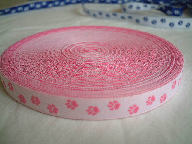 新品1巻♪22.5m♪肉球のチロルリボン ピンク拍卖
