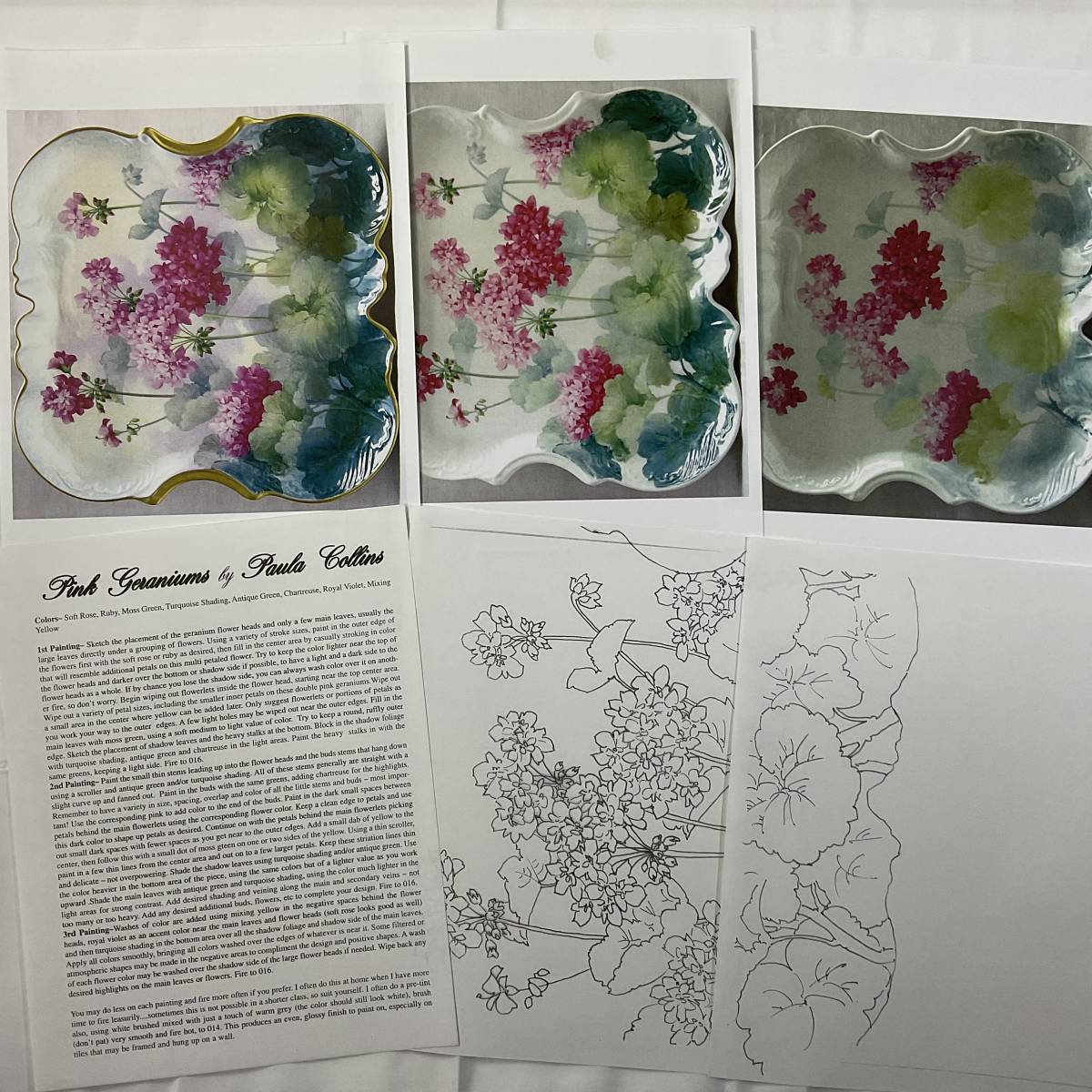 ★絵付■送料無料■PORCELAIN PAINTING ポーセレンペインティング デザイン■ポーラコリンズ ピンクゼラニウム■ARTBOOK_OUTLET3■K1-067拍卖