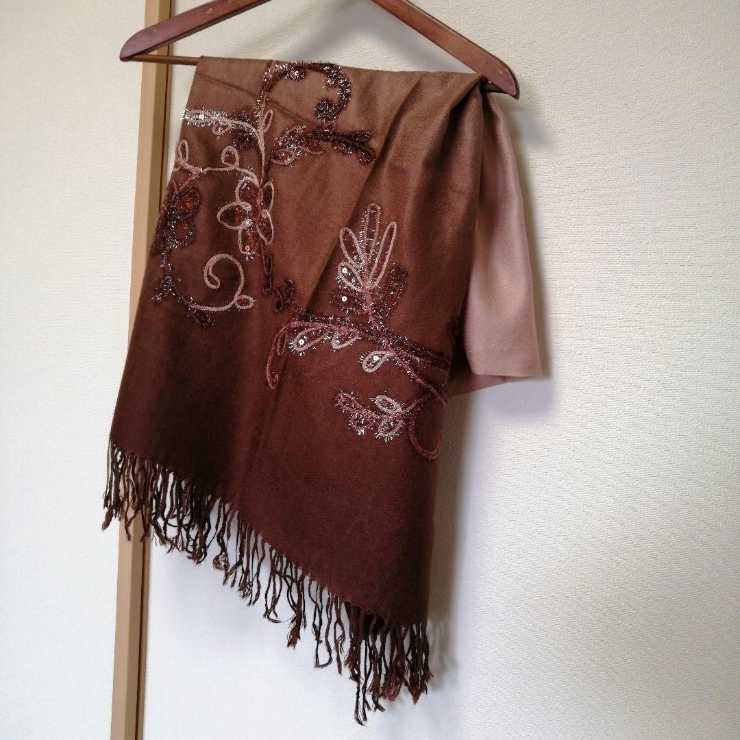 ブラウングラデ ストール コード刺繍風情拍卖