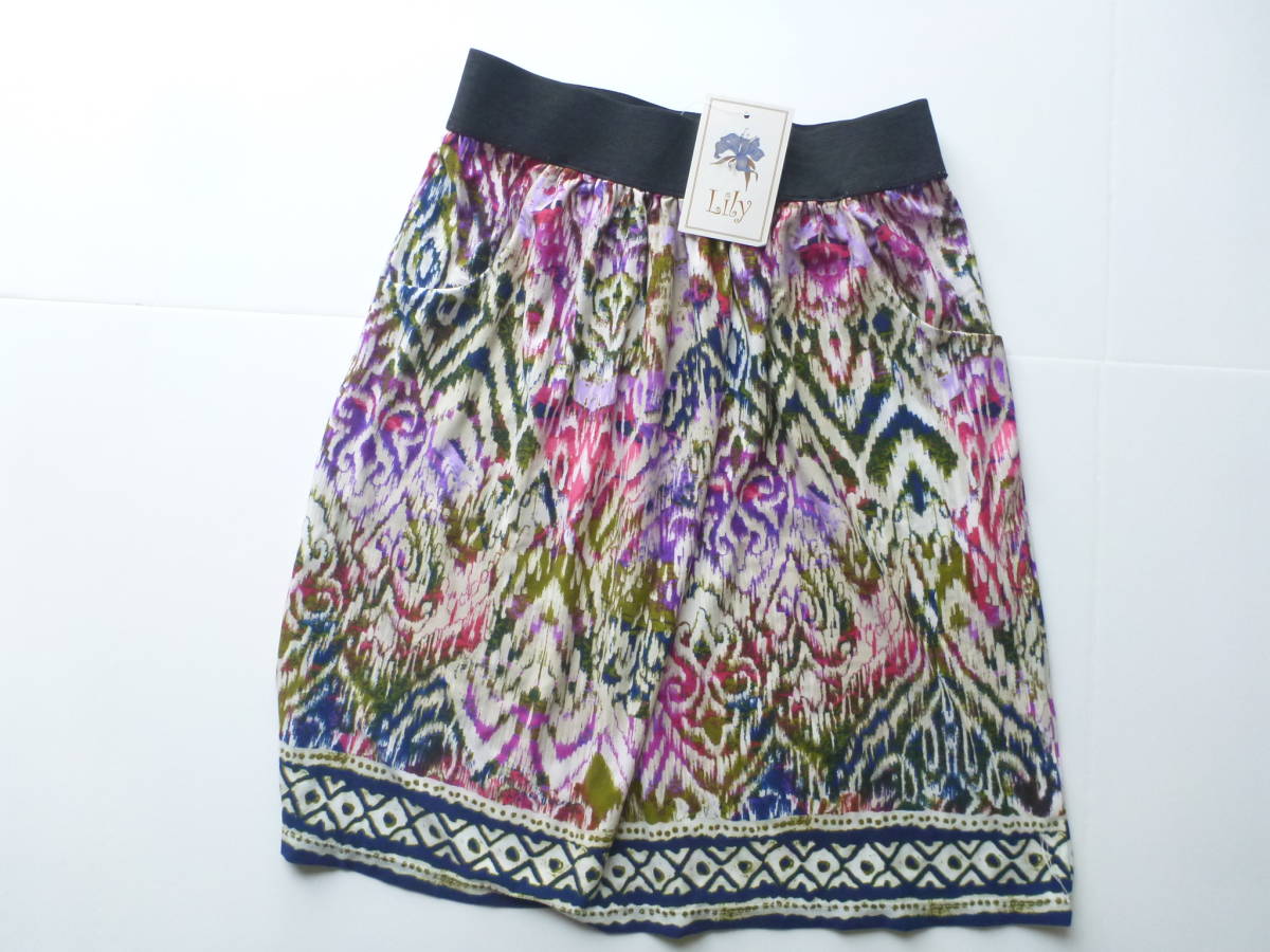 新品 Lily リリィ★カラフル 両サイドポケットあり スカート M相当拍卖