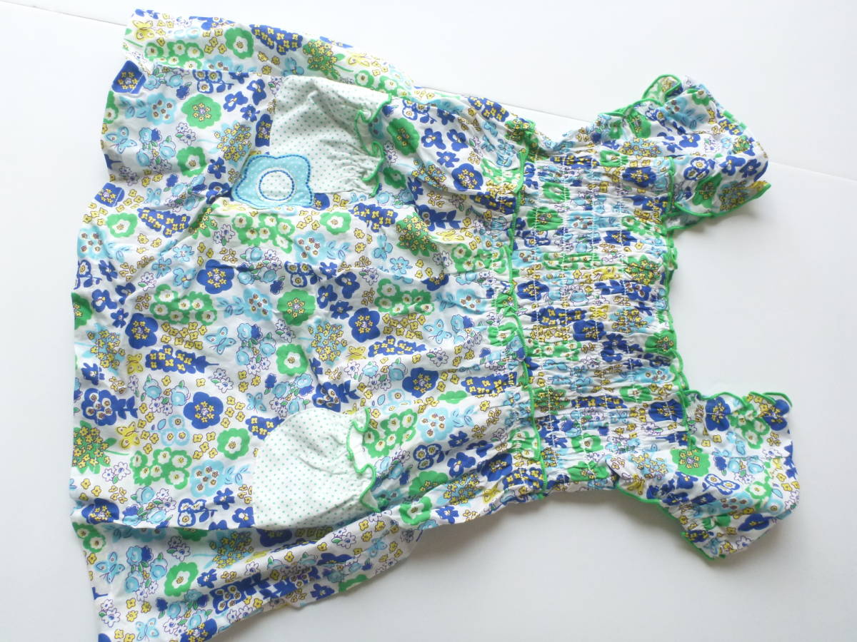 新品 bigfish ★緑×青×白 花柄 チュニック トップス 4 100相当拍卖