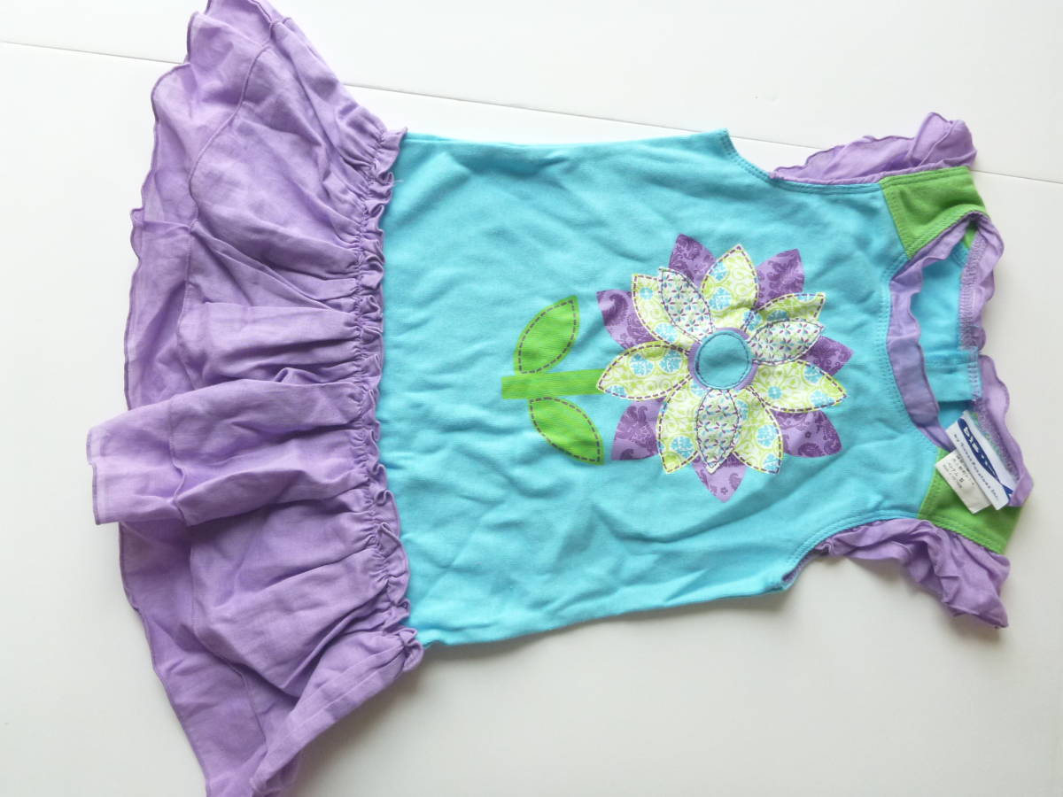 新品 bigfish★紫×水色 フラワー ワンピース 4 100 相当拍卖