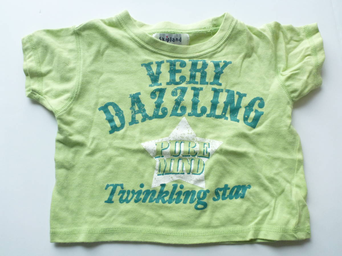 美品 skipland★綿100 黄緑 半袖 Tシャツ 80拍卖