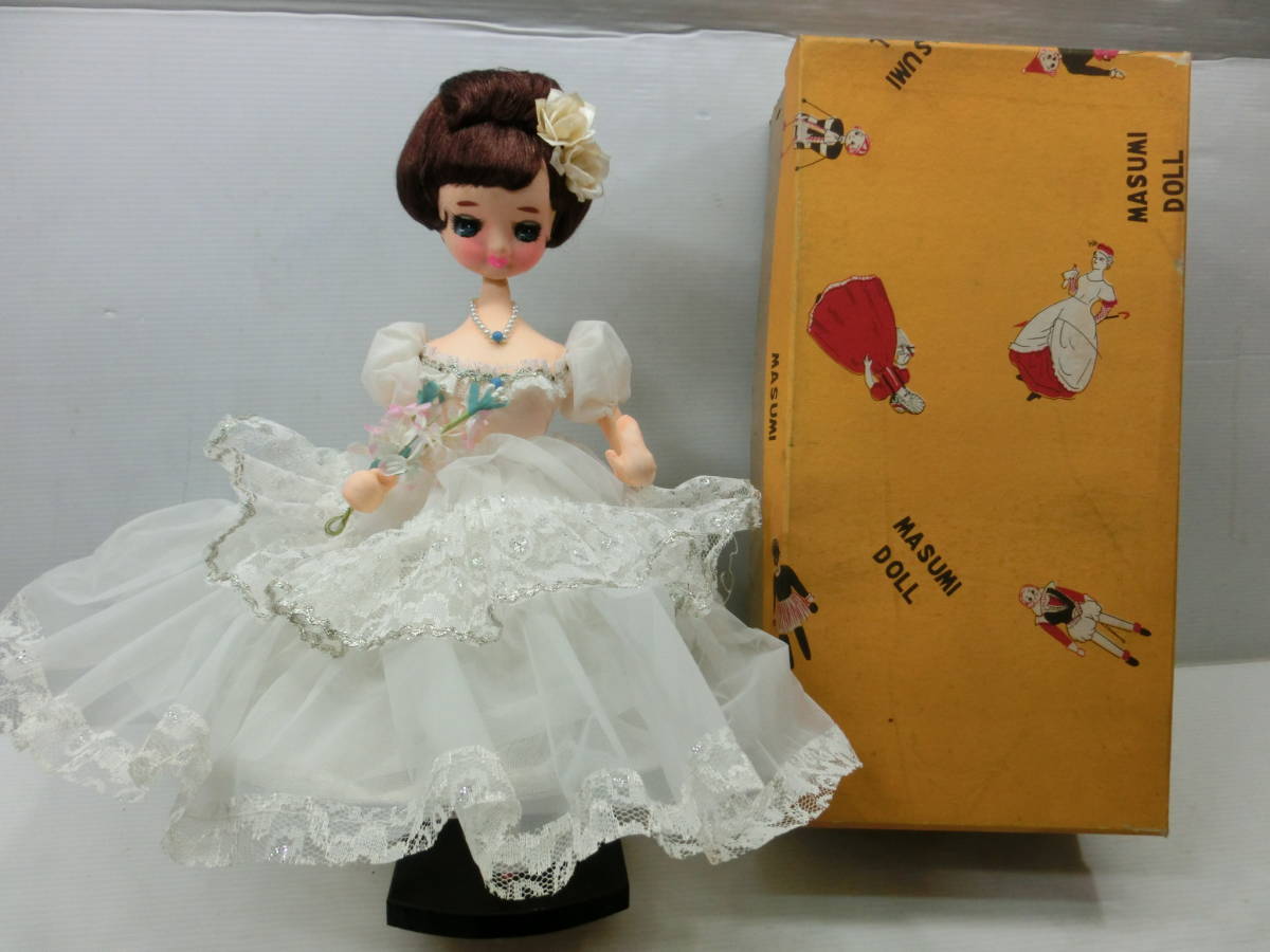 ポーズ人形◆ウエディングドレス.白・MASUMI DOLL/昭和レトロ/36cm/アクセサリー.水色 ②拍卖