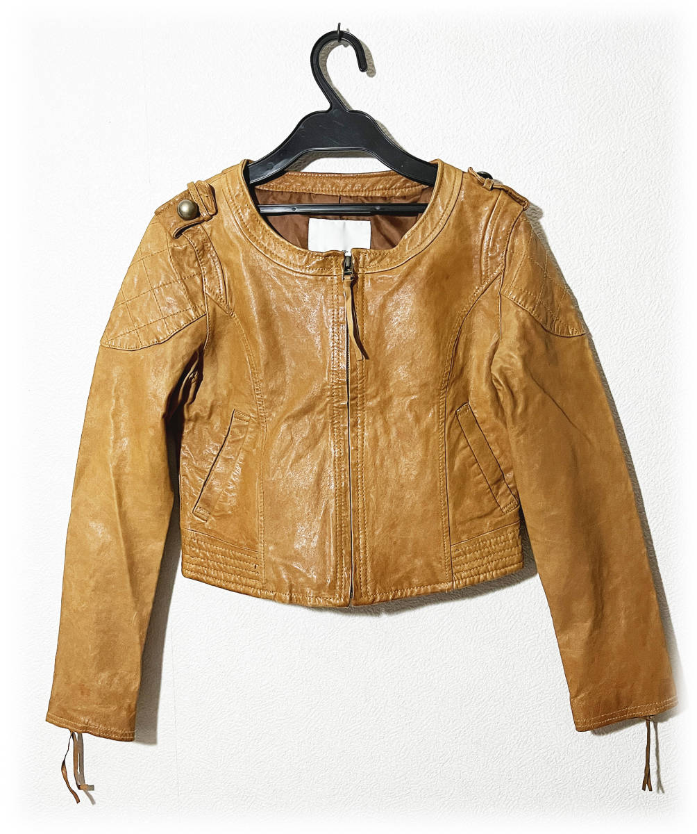 moussy EXTREME マウジー エクストリーム レザージャケット ラムスキン シープスキン 本革 羊革 経年変化 キャメル リアルレザー 送料無料拍卖