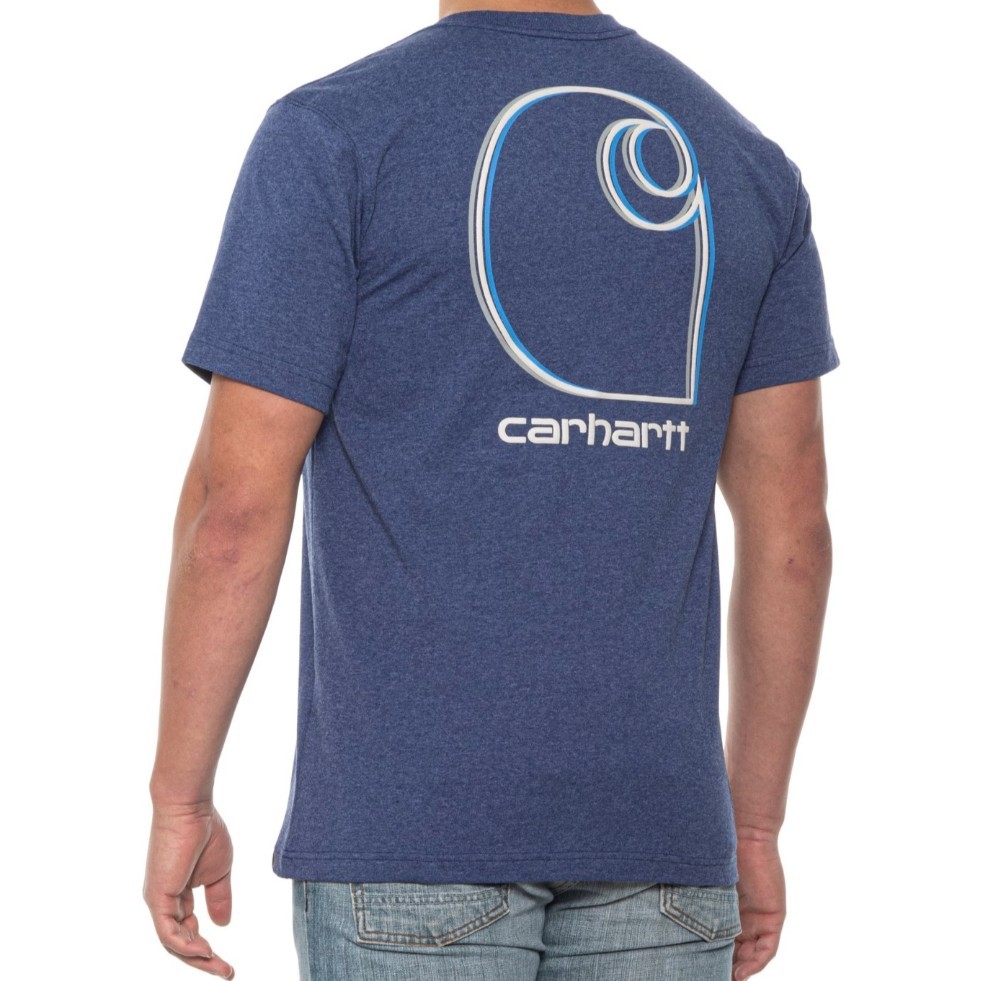 【S】Carhartt カーハート グラフィックロゴプリントT ブルーヘザー拍卖