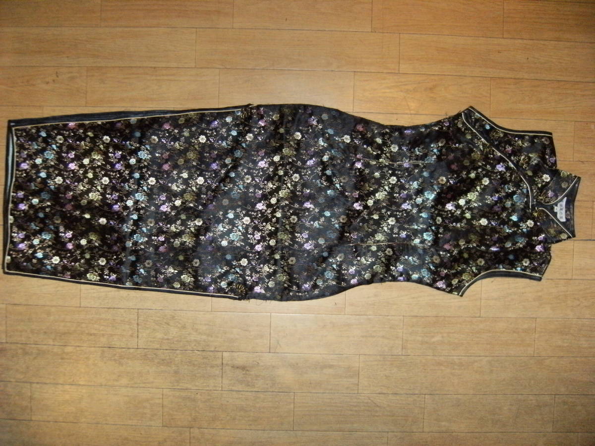 昭和レトロ★90年代★バブル全盛期★ワンピース ドレス★チャイナドレス 黒 中国ドレス 中華民族衣装 パーティー コスプレ ディスコ 水商売拍卖