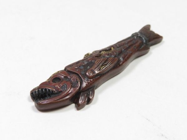 【4901】刀装具・当時のオリジナル 目貫・小柄 銅製 魚金具 (初品・買取品)拍卖