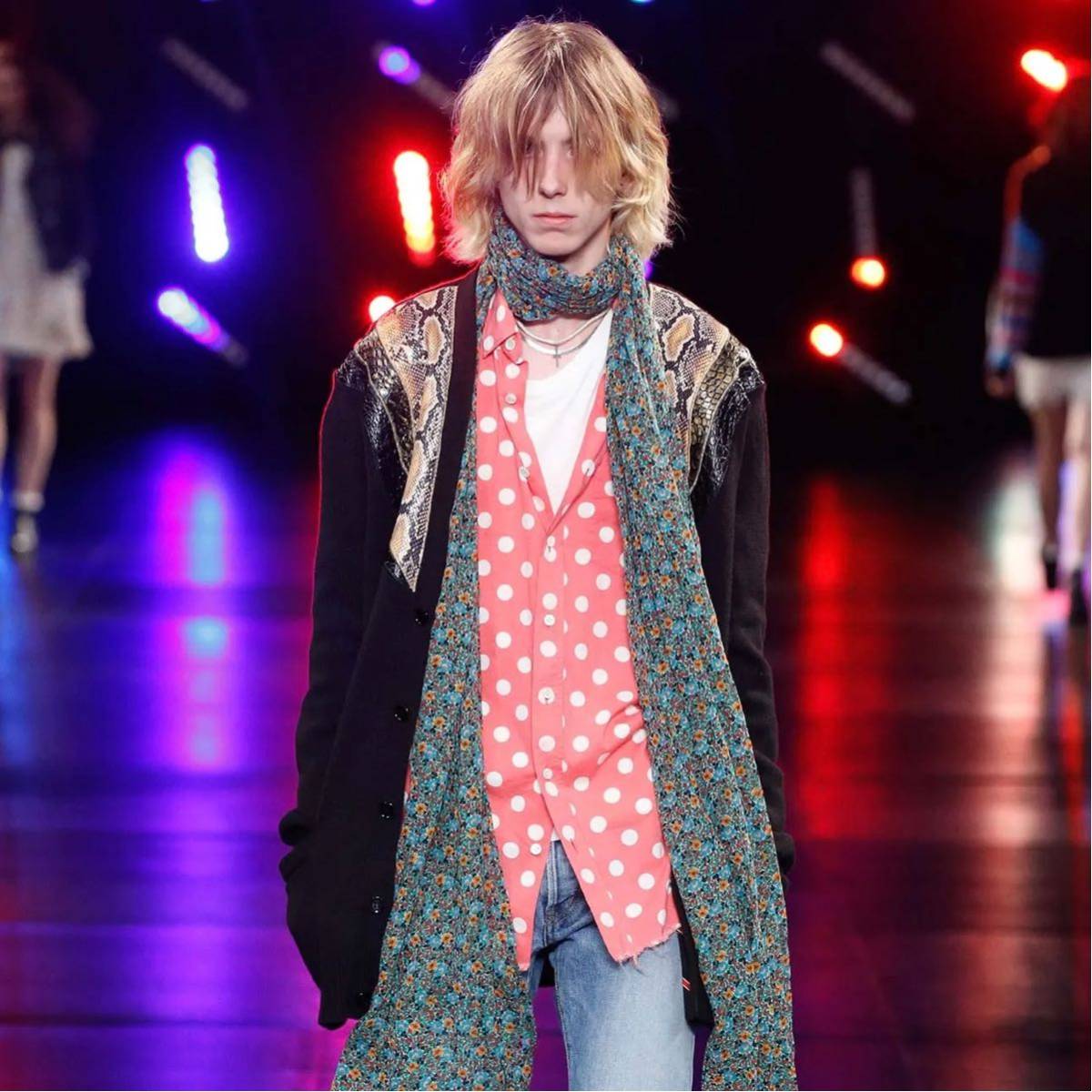 16SS SAINT LAURENT PARIS HEDI SLIMANE ポルカドットシャツ ドレスシャツ ピンク F34 サンローランパリ エディスリマン ケリングジャパン拍卖