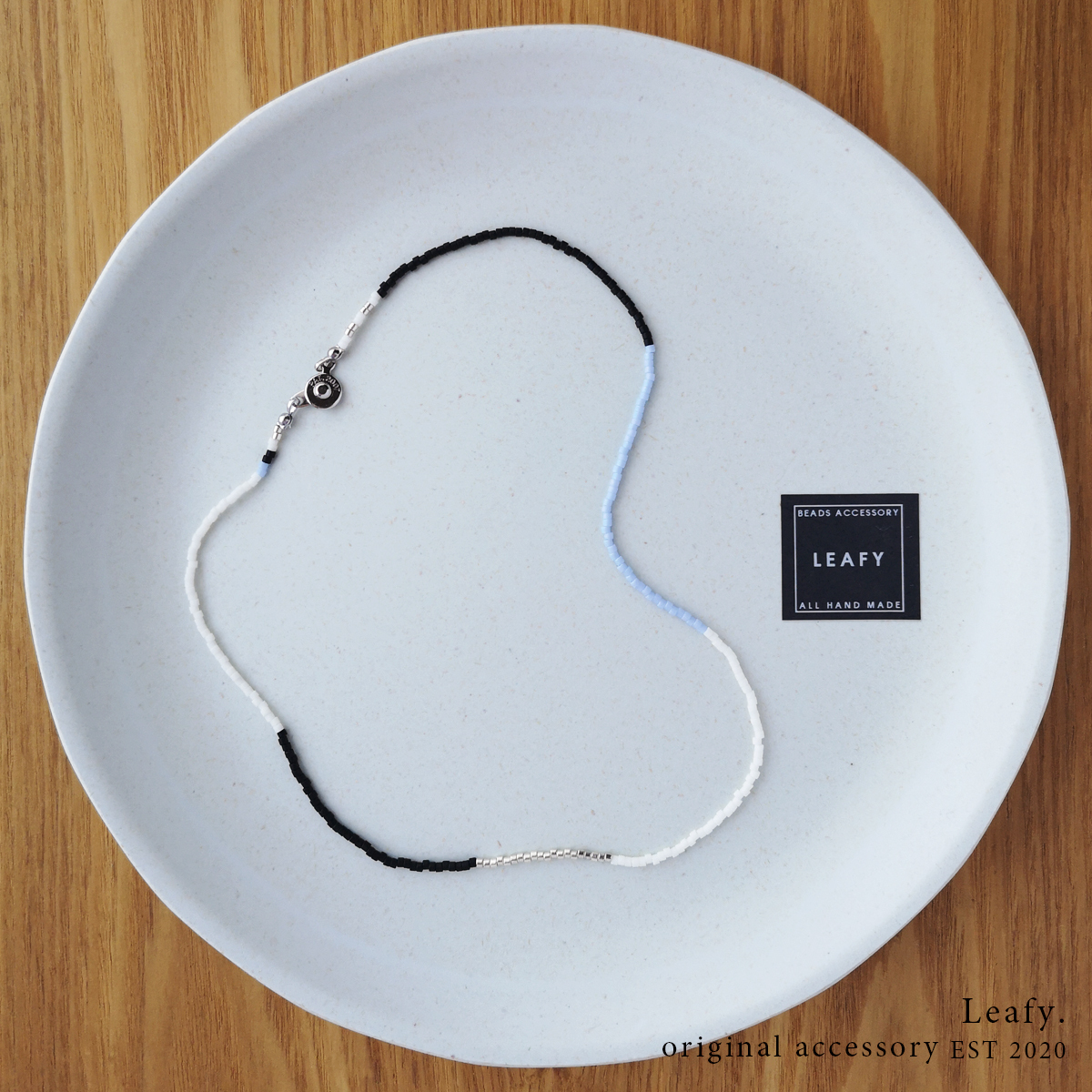 さわやかポップカラーのビーズネックレス ライトブルー/青拍卖