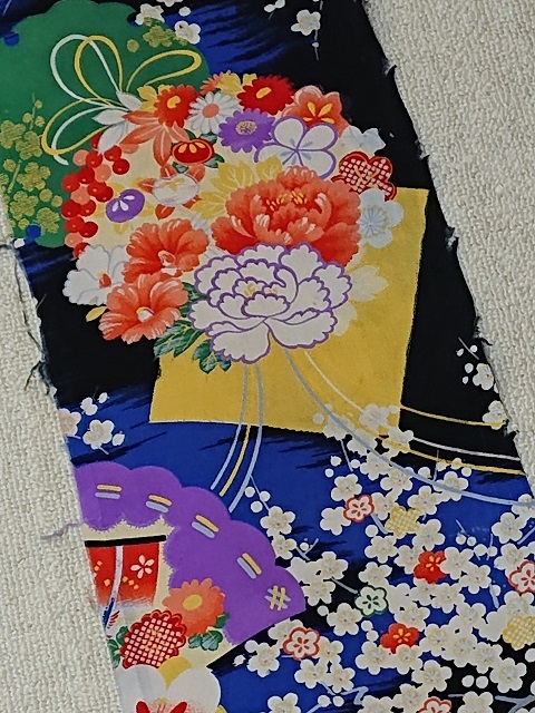 S-27-03-B*90cm×22cm*和装小物*和装人形*はぎれ*古布*正絹*ハギレ*市松人形*リメイク素材*パッチワーク*細工*アンティーク拍卖