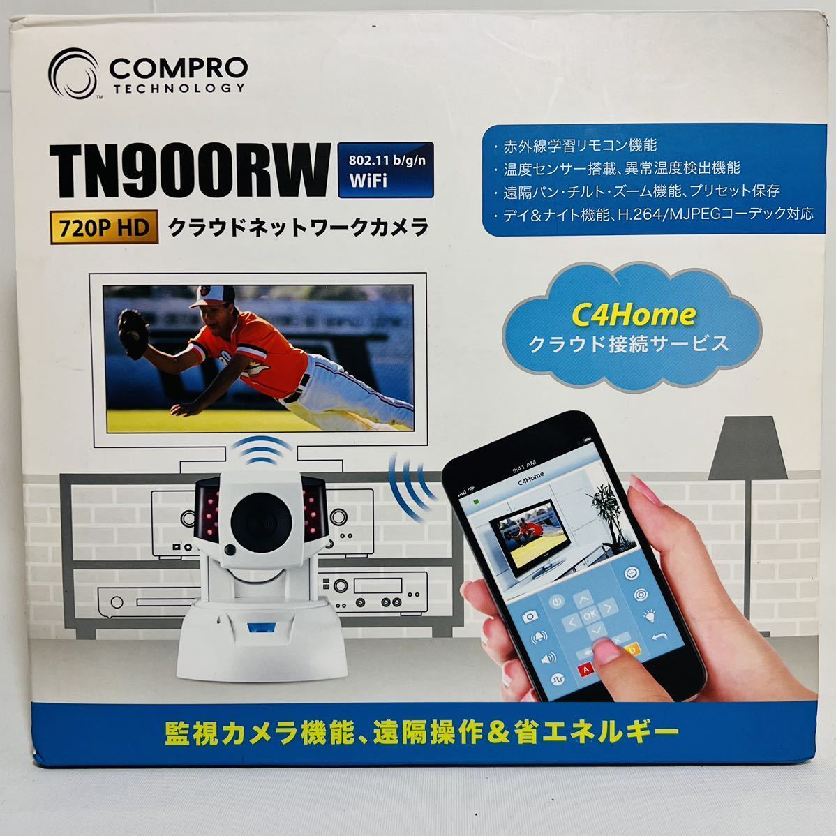 【中古・美品】COMPRO TECHNOLOGY コンポートテクノロジー クラウドネットワークカメラ TN900RW 通電のみ確認済み 屋内用 監視カメラ拍卖