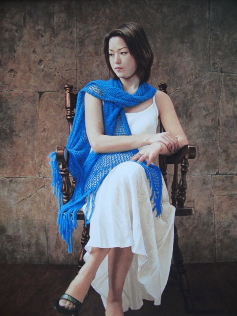 岩戸敏彦、【碧】、希少な画集画、新品高級額 額装付、状態良好、送料無料、絵画 人物画拍卖