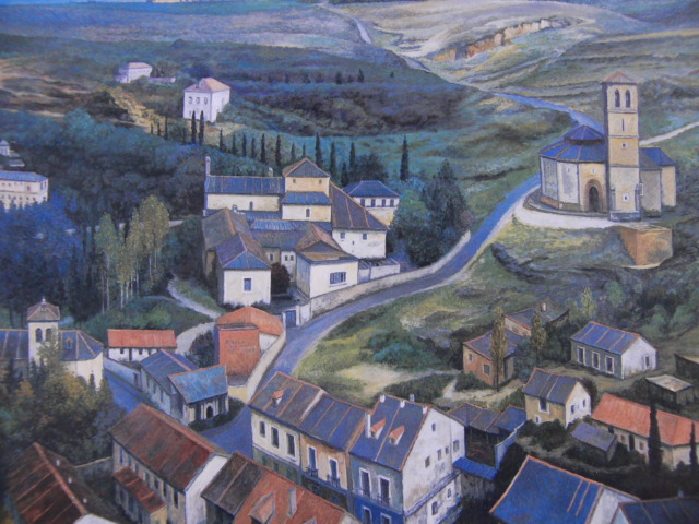 西嶋俊親、【丘陵檮聲(SEGOVIA)】、希少な画集画、新品高級額 額装付、状態良好、送料無料、絵画 風景画拍卖