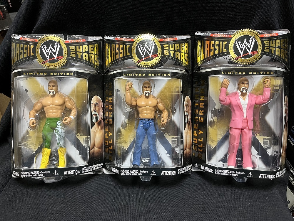 JAKKS:WWE Classic Superstars Exclusive ビリー・グラハム GタイツVer.&PスーツVer.&BジーンズVer. (未開封品)拍卖