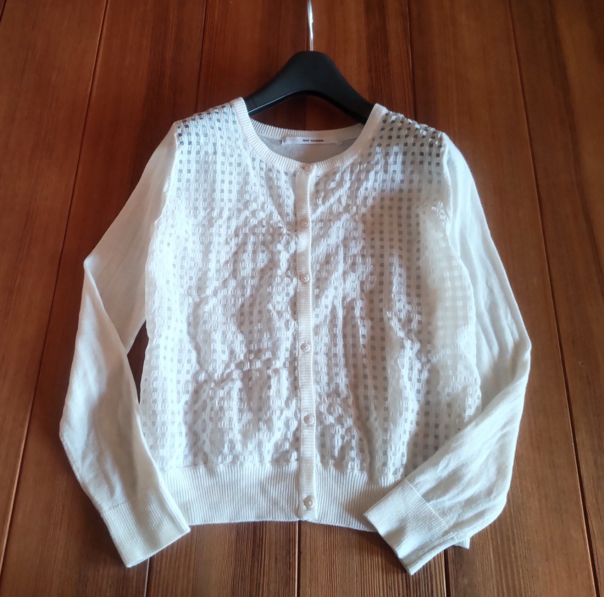 ★RAY CASSIN フロント透け感 長袖 ニット カーディガン サイズF★拍卖