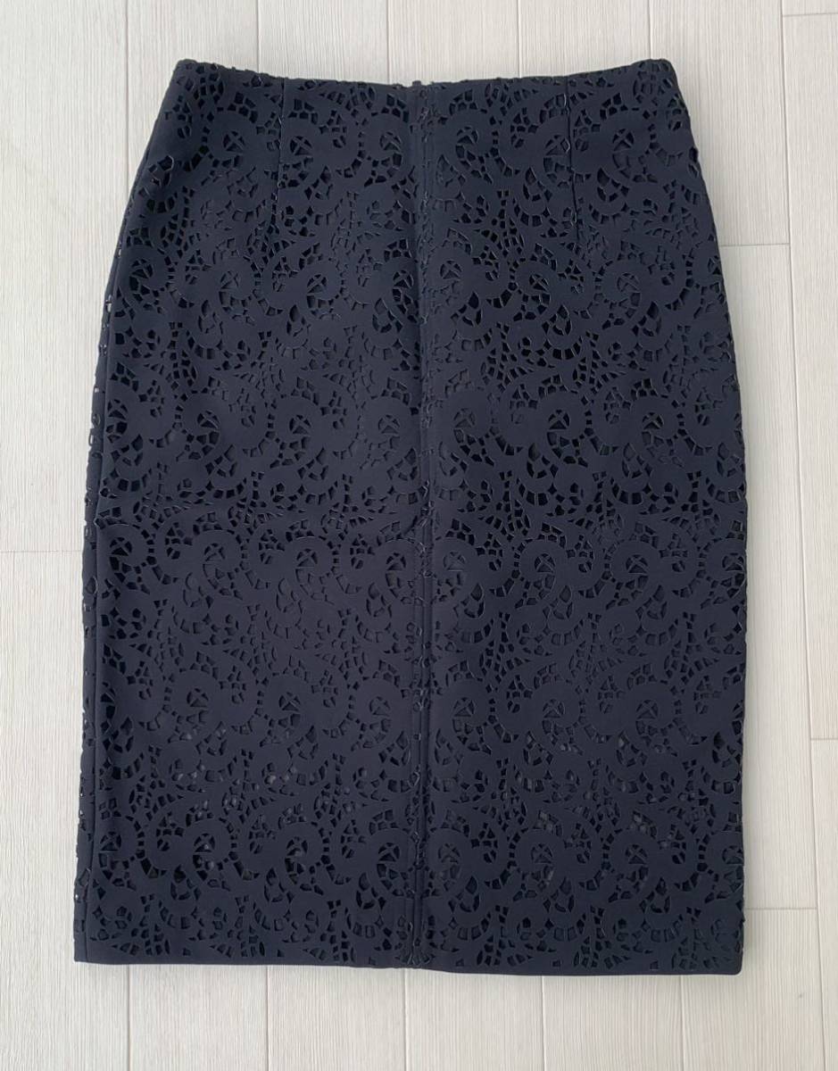LE CIEL BLEU カットワークスカート【38】【美品】黒 タイトスカート ルシェルブルー拍卖