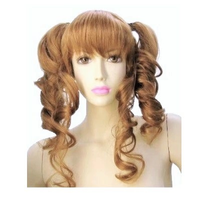 (送料無料)ツインテール コスプレウイッグ(TW-R ライトブラウン ウィッグネット付)かつら ハロウィン まんが 仮装 変装 メイド ロリータ拍卖