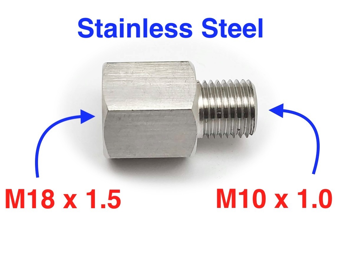 ステンレス センサー アダプター オス-メス変換コネクター メスM18P1.5ー オスM10 P1.0 HEX 22拍卖