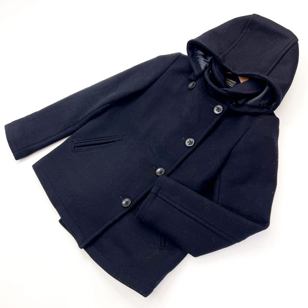 URBAN RESEARCH DOORS ☆ シンプル 大人め◎ メルトンウール ジャケット コート パーカー ネイビー レディース 38 アーバンリサーチ■S1345拍卖