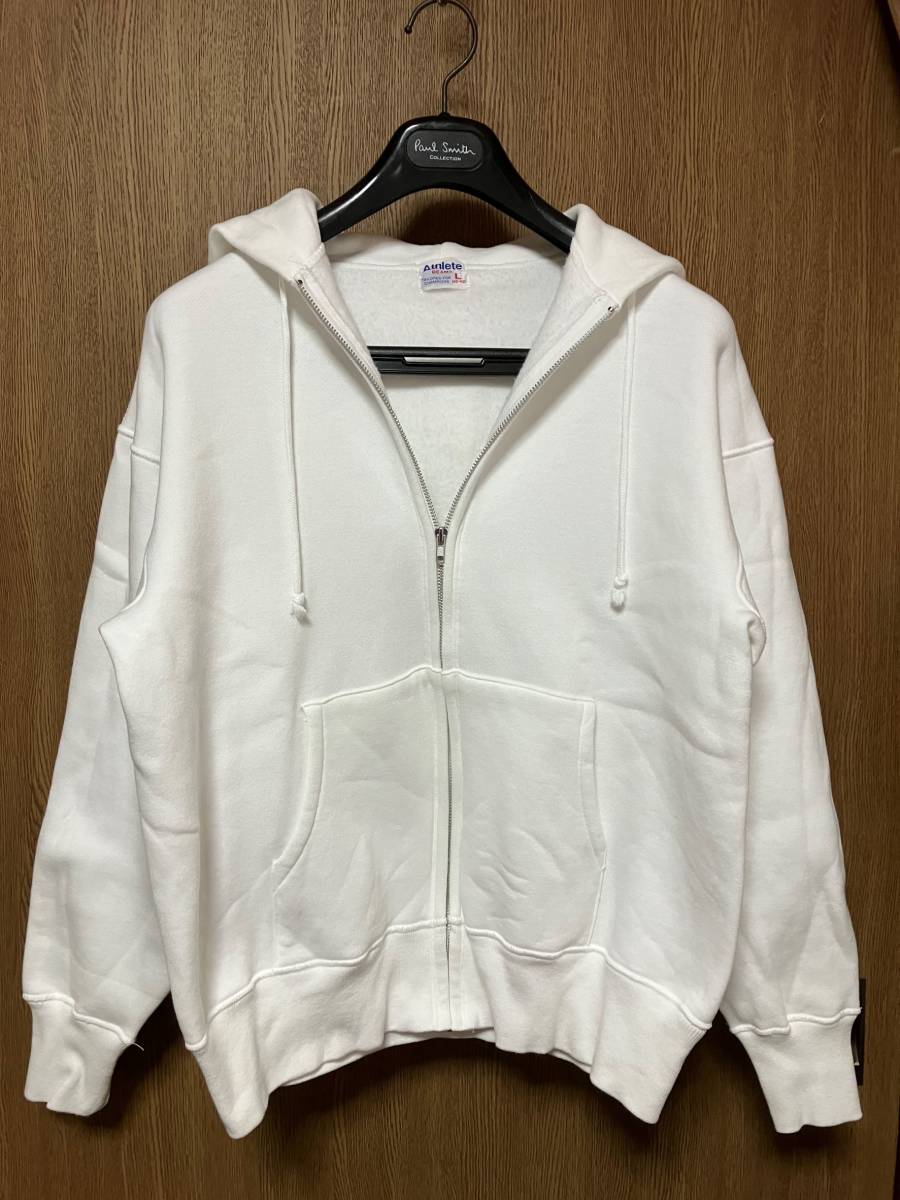 Athlete BEAMS TAILORERD FOR CHAMPIONS ビームス 裏起毛前ジップパーカー 白 L(40-42) それほど大きくはありません 中古品 日本製拍卖