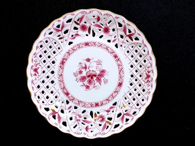 3QV売切!税無し☆maple(メープル)★透かしプレート★皿★16cm★金彩★WHITE CHINA★現状★現品限り★0317-2拍卖